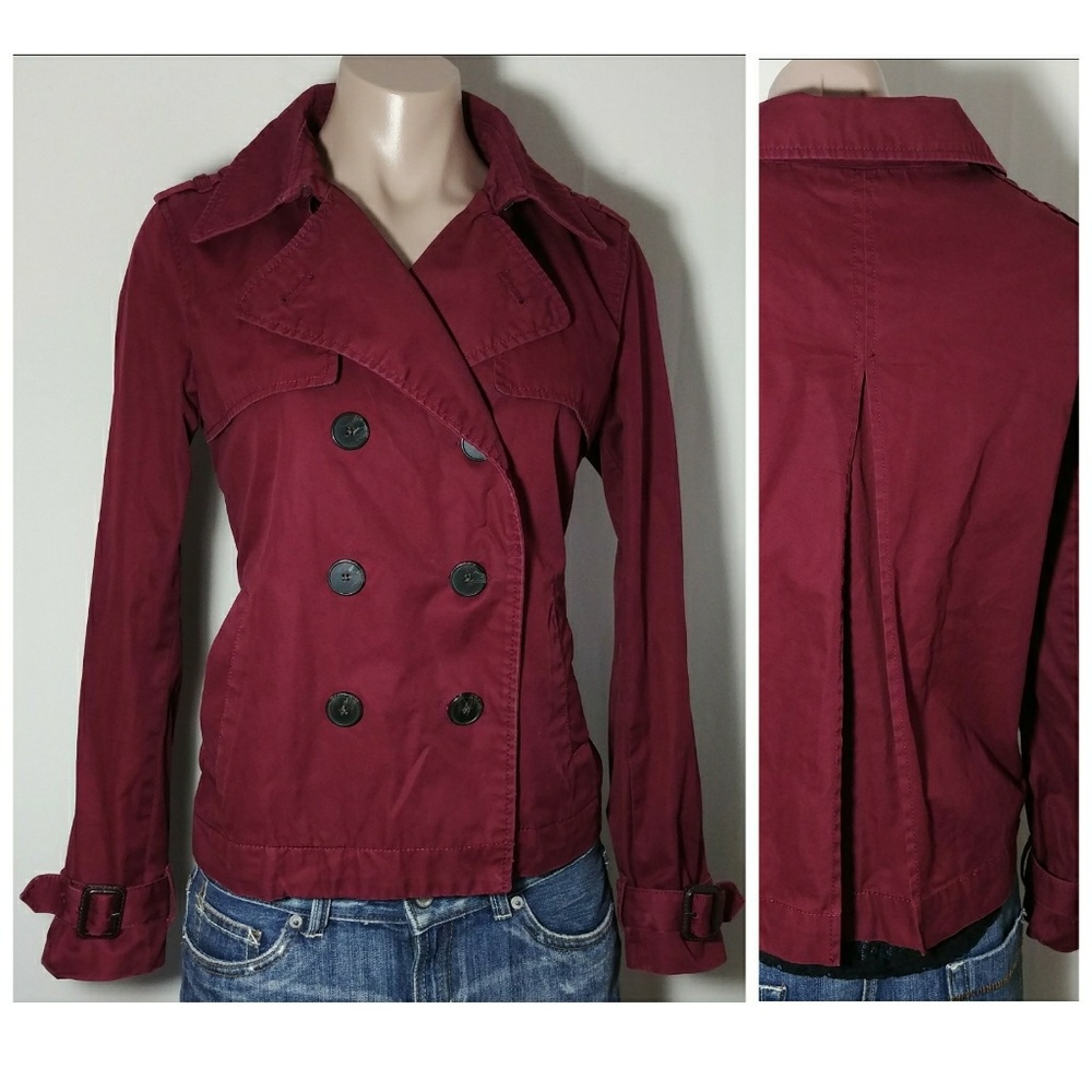 BANANA REPUBLIC WINE PLEATED BACK JACKET PEACOAT